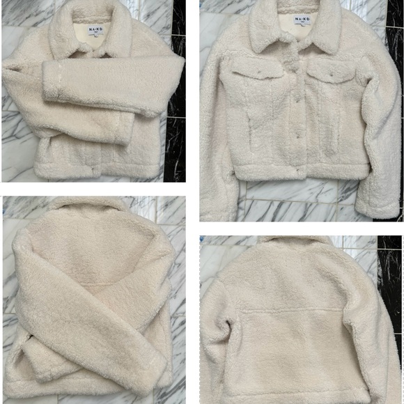 NA-KD BONDED TEDDY JACKET IN OFF WHITE, SOFT WARM AND COZY - Picture 2 of 16